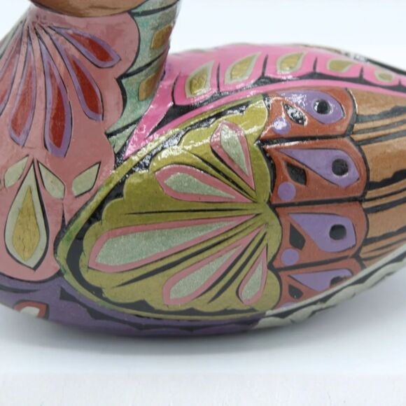 Small Vintage Wood Duck Decoy Figurine Hand Painted Latin Folk Art Boho Decor - Picture 3 of 7